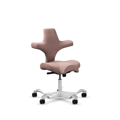 Image of HAG Capisco Standard Chair-White Frame-Upholstered Pink Blush