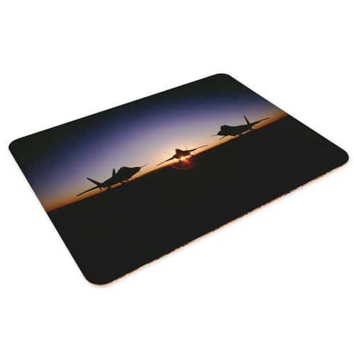 Sets de table souples dessous en liège napperons avion de chasse militaire