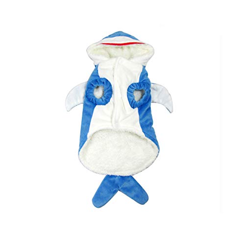 HONGBI Hundekostüm Hai-Kostüm Warme Mantel süßes Haustier Hoodie Kleidung für Katzen und Hunde Halloween Urlaub Kostüm für Blau XL