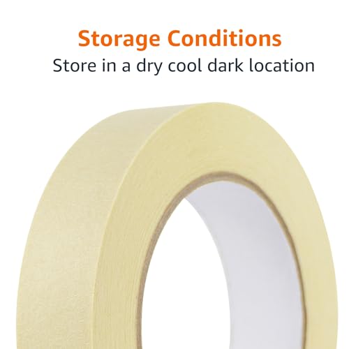 Image of Amazon Basics Masking Tape for Light Duty Applications, Labeling, Easy Removal, Tears by Hand, 0.94 inch x 180', Beige, 6 Rolls (Pack of 8)