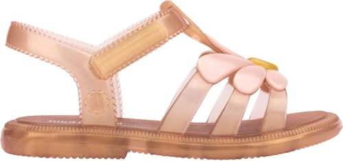 mini melissa Hip Bloomy Sandal for Toddlers, Pearlish Brown/Pink, 12