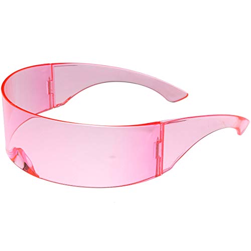 Image of zeroUV - 80s Futuristic Cyclops Cyberpunk Visor Sunglasses with Semi Translucent Mirrored Lens Shield Sunglasses