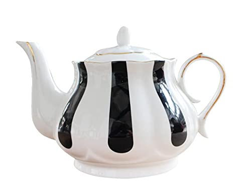 Juego de té de la tarde británico con tetera creativa de porcelana y acabados en oro