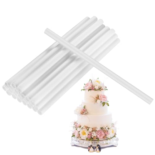SZSLMY 24 Stück Tortenstützen, 24 cm Tortenständer, Torten Stützen, Torten Dübelstangen, Wiederverwendbar Kunststoff Kuchenstützen für Mehrstöckige Torten Gestufte Hochzeit Gebursttag Kuchen