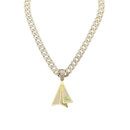 Pendentif avion hip-hop homme avec collier chaîne cubaine tendance