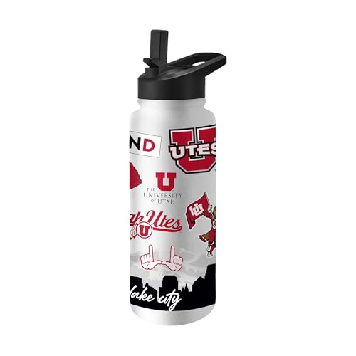 Image of Logo Brands NCAA Native 34 oz Quencher Water Bottle - | Local Icons Design | Double-Wall Insulated| Leak-Proof Lid & Built-In Straw