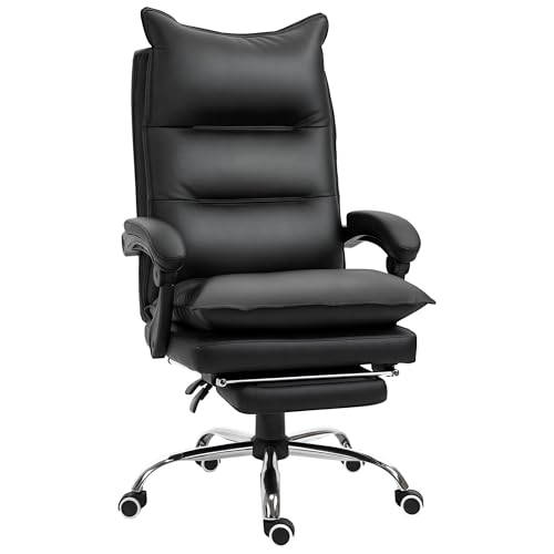 Vinsetto Fauteuil de Bureau, Chaise Bureau Ergonomique en Similicuir avec Large Assise rembourrée, Dossier inclinable, Hauteur réglable, accoudoirs et...