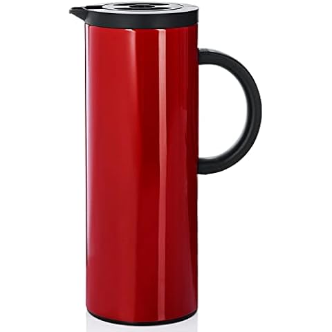 Weltbild Isolierkanne Alva rot 1 Liter - Thermoskanne 1L als Teekanne oder Kaffeekanne hält 12 Std. warm & mehr als 24 Std. kalt aus Edelstahl mit Kunststoff-Griff innen Glas-Einsatz Cover