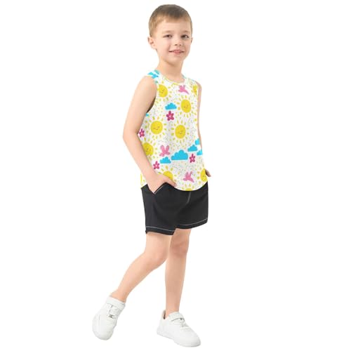 J JOYSAY Sun Flower Cloud White Boys Tank Top Sleeveless Muscle Shirts Quick Dry Kids T-Shirts 3-15T4