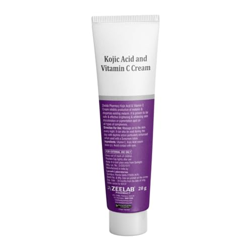 Image of Zeelab Kojic Acid and Vitamin C Cream for Dark Spots, Pigmentation, Skin Brightening & Lightening | Anti Pigmentation Cream for Face & Body - (20g x 6)