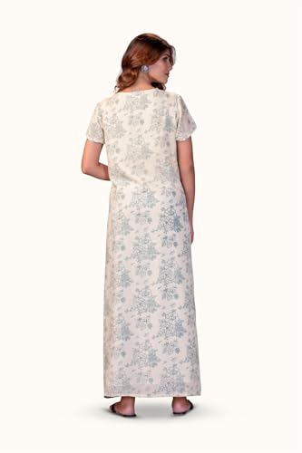 Image of NIHSAMAH Cotton Nighty for Women - Printed Stylish Night Gown, Comfortable Sleepwear Long Nightwear, Maxi