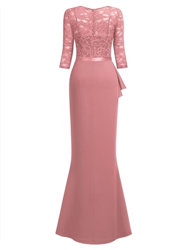 Image of MISSMAY Women's Vintage Floral Lace Ruffle Half Sleeve Evening Party Formal Long Dress