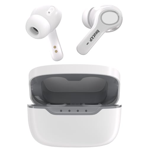 Image of beatXP Pulse XPods Bluetooth True Wireless Ear Buds with 40H Playtime, Dual Mic AI ENC, Low Latency for Gaming Mode, Type C Earphone with 10mm Drivers, IPX5, BT 5.3, Touch Control (White)