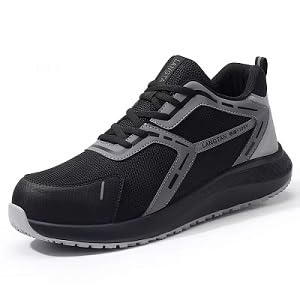 berkins Men's Steel Toe Safety Shoes, Black, Mesh and Synthethic, Lightweight, Lace-Up, Work and Construction-picture-14