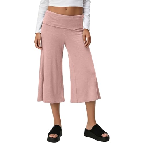 Pantalon court rose extensible jambes larges avec coupe ample athlétique