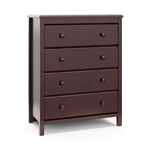 Storkcaft Alpine 4 Drawer Dresser (Espresso) – Stylish Storage Dresser Chest for Bedroom