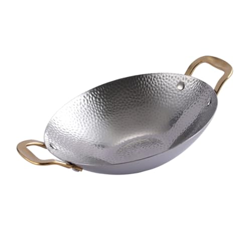 Toyvian Olla Pequeña de Acero Inoxidable con Doble Asa Sartén para Cocina Casera y Restaurante para Guisos y Hot Pot Estilo Coreano Color Plata