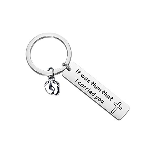 BNQL It was Then That I Carried You Bracelet Keychain with Footprints Charm (keychain)