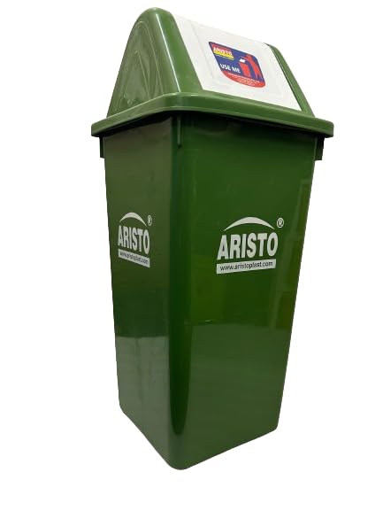 Image of ARISTO Square Swing Lid Plastic Dustbin 60 LTR (Green)