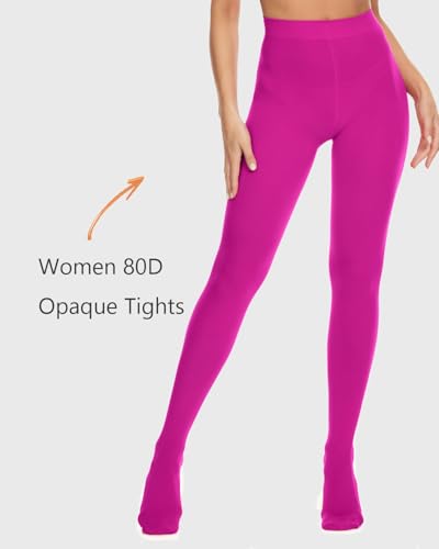 Image of DUCMODA Womens 80 Denier Opaque Tights, Women's Soft Solid Color Footed Pantyhose, High Waist Stocking with 30+ Colors