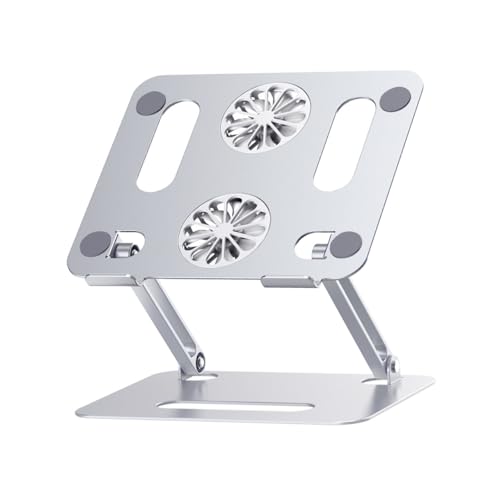 Base ajustable para laptop con enfriador doble de aluminio miniatura 1