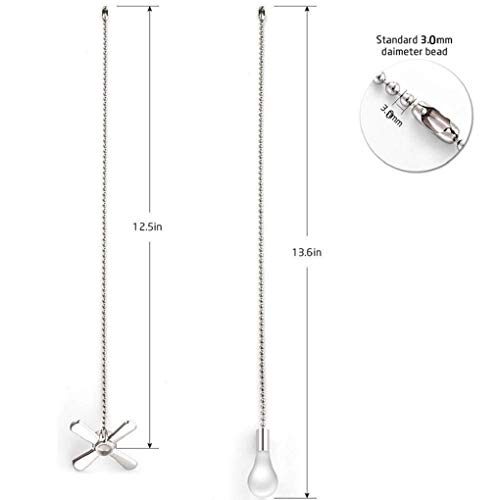 Image of Ceiling Fan Pull Chain 4PCS Light Set with Connector for Decorative 12 Inch Fan Pulls, Living Room, Bathroom, Toilet