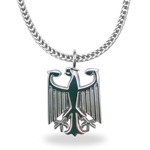 VISTORO Deutschland Adler Kette – Halskette mit Bundesadler Anhänger aus Edelstahl – 60cm – Geschenkidee für Männer & Damen – Patriotischer Herren Schmuck VISTORO Deutschland Adler Kette – Halskette mit Bundesadler Anhänger aus Edelstahl – 60cm – Geschenkidee für Männer & Damen – Patriotischer Herren Schmuck