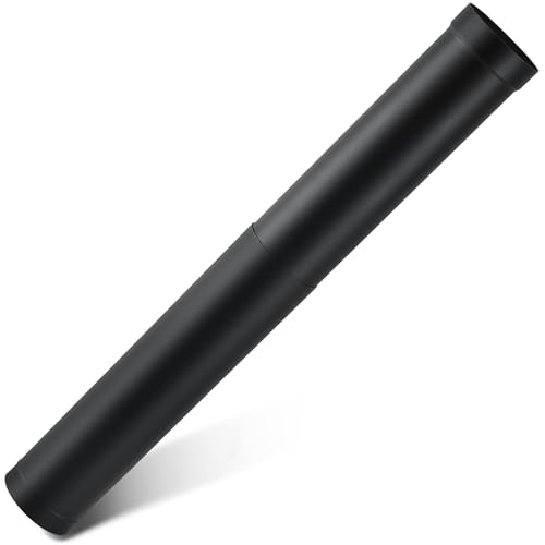 Yaocom 1 Pcs 8 Single Wall Stove Pipe 38 to 70 Telescoping Pipe Burning Chimney Wood Connector to Vent Smoke or Exhaust Black