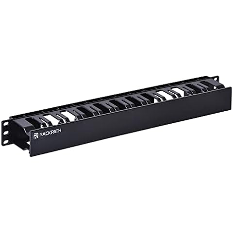 RackPath 1U 19 Inch Plastic Server Rack Mount Cable Management Duct Raceway with Panel Cover Cover