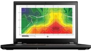 Close-up of the Lenovo ThinkPad P50 screen displaying a vibrant desktop background.