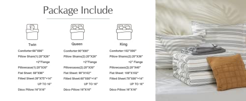 Mairêve White Twin Bed In A Bag, Soft Yellow Grey Stripe/Checkered Comforter Set With Sheets 6 Pieces For Boys Girls Or Dorm Bedding(Yellow And Grey Double,Twin) #TOP5