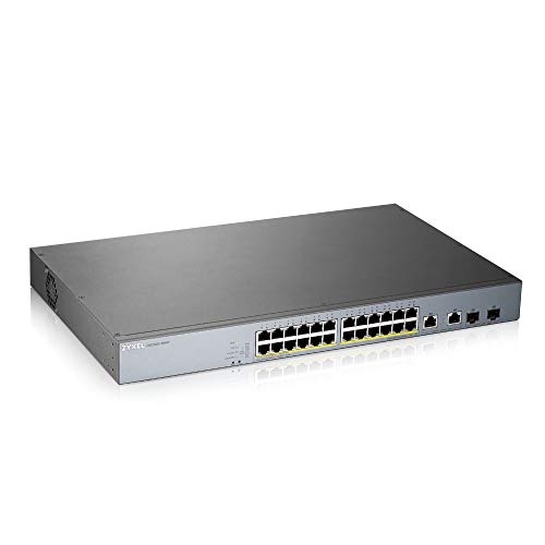 Image of Zyxel 24-Port PoE Switch | Smart Managed Gigabit Ethernet Splitter | 24x PoE+ with 375W Budget + 2X GbE Combo Ports | Nebula Cloud Management | TAA Compliant | GS1350-26HP