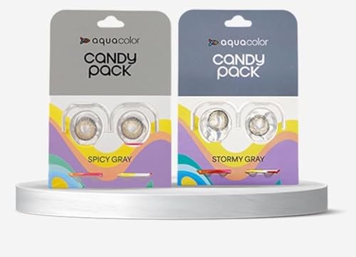 BEAUTY BRATS Aqua Color Daily Disposable Color Contact Lens, Candy Combo Pack (Spicy Gray & Stromy Grey)