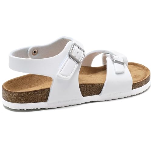 Image of Torotto Girls Boys Sandals with Cork Footbed Adjustable Buckle Summer Slides Flip Flops Open Toes Flat for Kids Toddler