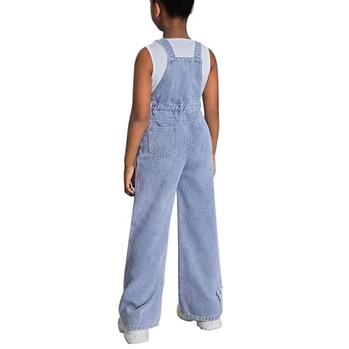 Salopette en jean extensible enfant à jambe droite et patchwork étoile - 2