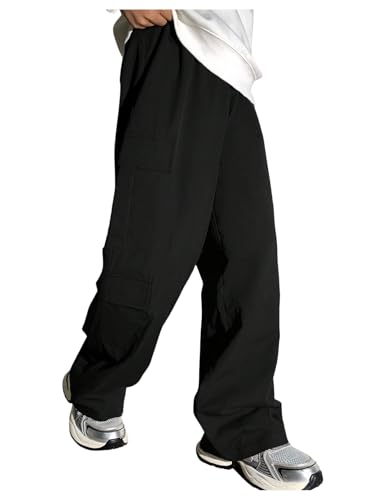SHENHE Boy's Baggy Cargo Pants Wide Leg Loose Fit Outdoor Hiking Hip Hop Pants Trousers