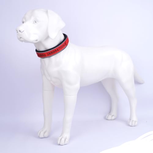 Verstellbar Breit Hundehalsband Personalisiert Bestickter Name und Telefonnummer mit Neopren Gepolstert Hundehalsband für Große Mittlere Kleine Hunde Welpe