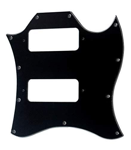 ギターピックガード Fits US Gibson SG P90 Style Without Birdge Holes Drill Style 3層構造 ギター保護 保護フィルム付き (3プライブラック)