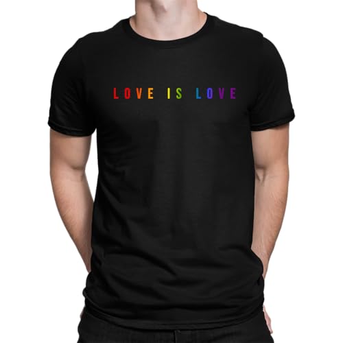 Love is Love - LGBTQ Pride Regenbogen Gay Queer CSD Herren T-Shirt, Schwarz, XL