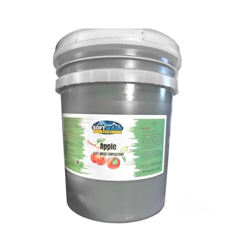Apple Scented Surfactant for Soft Wash & Pressure Washing – Bleach Compatible Soap Additive with Red Track Marker for Full Coverage – Downstream & Proportioner Ready (Pail (5 Gallons))