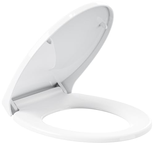 Pipishell Asiento de Tapa wc, Tapas WC de inodoro con cierre suave Tapa WC de universel con un Botón de Liberación Rápida, Top Fixing O-Shaped