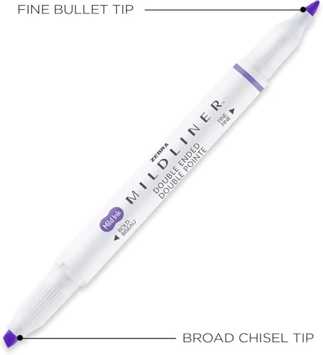 Zebra Pen Mildliner, Double Ended Highlighter, Broad and Fine Tips, Assorted colors, 15-Count