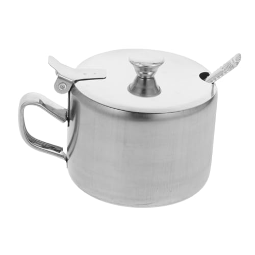 TOBBOMEY Pot à Assaisonnement Acier Inoxydable avec Cuillère et Couvercle Petit Sucrier de Cuisine Compact pour Sel Poivre et Épices Utilisable Maison et Restaurant