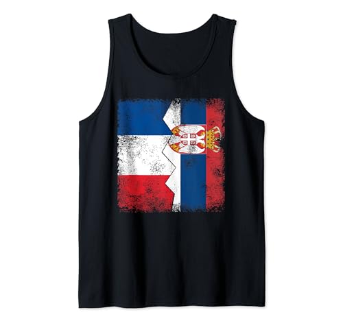 Banderas de Francia Serbia | Medio Serbio Raíces Francesas Vintage Camiseta sin Mangas