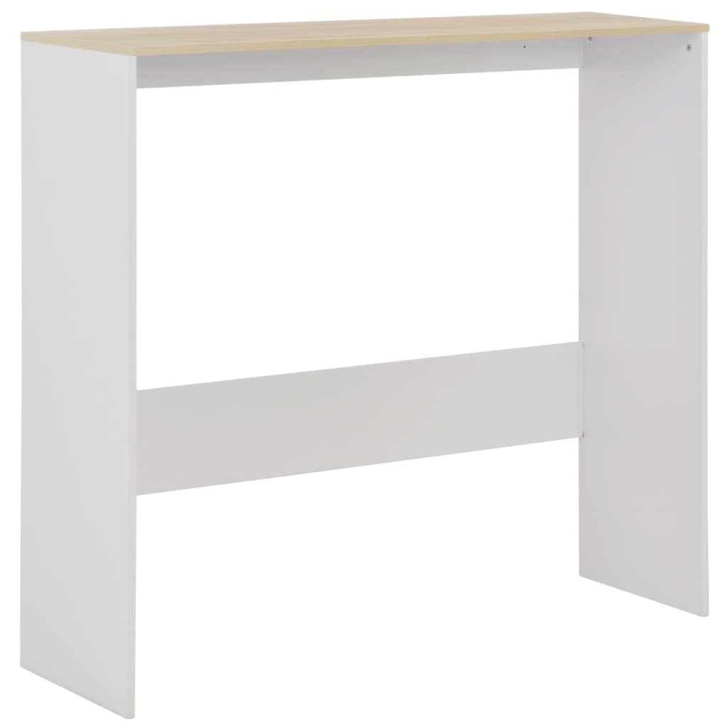 vidaXL Bartafel met 2 tafelbladen 130x40x120 cm wit en eikenkleurig