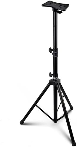 Pyle Mount Holder Heavy Duty Rubber Capped Tripod, Adjustable Height from 36.2 x 58.0 inches, Locking Safety PIN and 35mm Compatible Insert, On-Stage or In-Studio Use – PSTND1