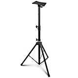 Pyle Mount Holder Heavy Duty Rubber Capped Tripod, Adjustable Height from 36.2 x 58.0 inches, Locking Safety PIN and 35mm Compatible Insert, On-Stage or In-Studio Use - PSTND1