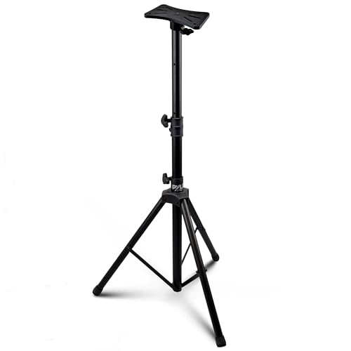 Pyle Mount Holder Heavy Duty Rubber Capped Tripod, Adjustable Height from 36.2 x 58.0 inches, Locking Safety PIN and 35mm Compatible Insert, On-Stage or In-Studio Use - PSTND1