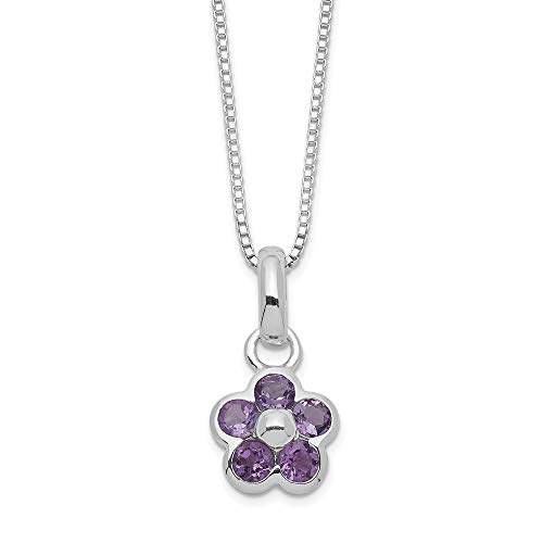 925 Sterling Silver Purple Amethyst Flower Pendant Chain Necklace Charm Floral Gemstone Fine Jewelry For Women Gifts For Her