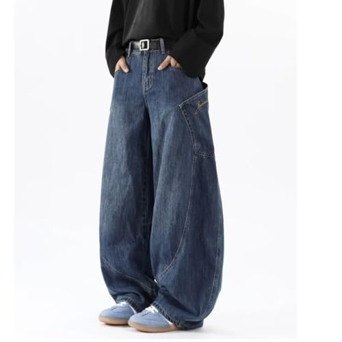 CosTribe Men's Baggy Jeans Y2K Barrel Wide Leg Irregular Sutures Loose Fit Streetwear Hip Hop Denim Pants2